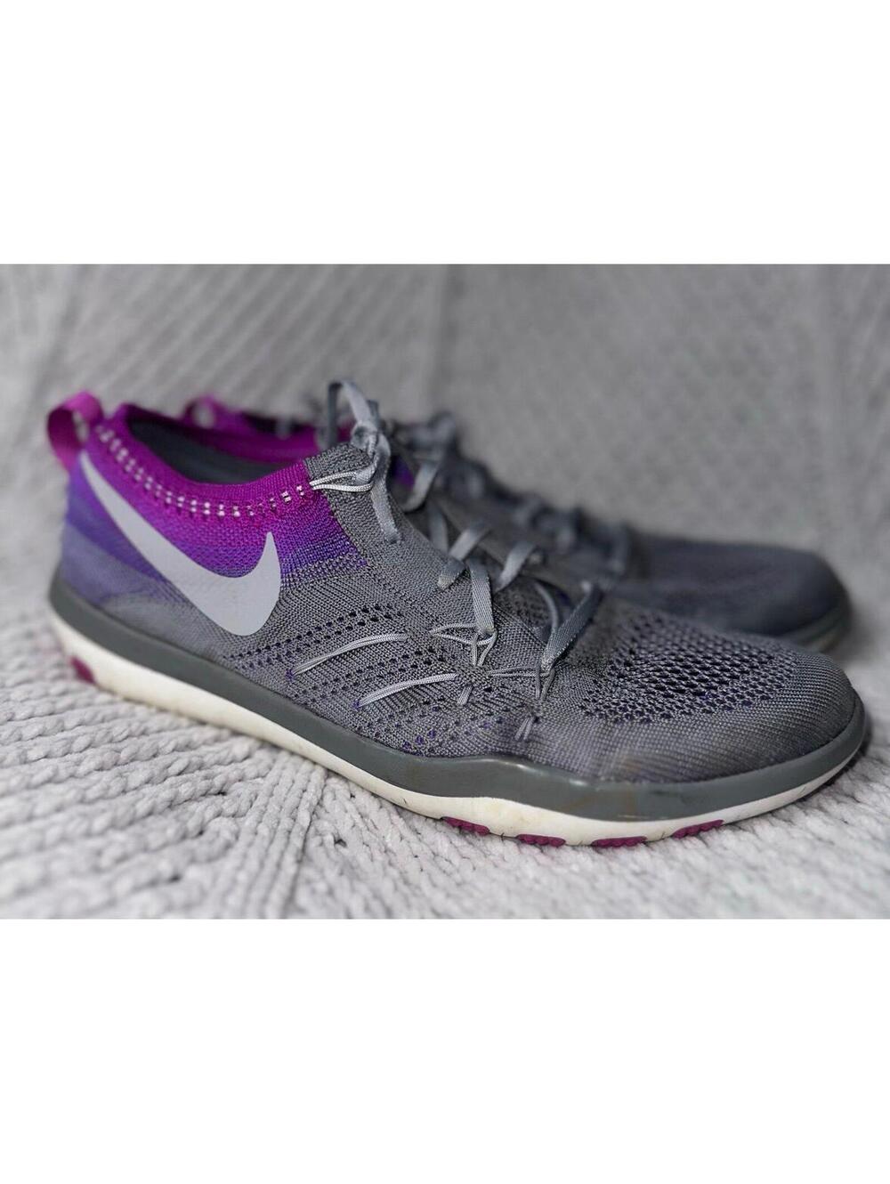 Nike Free TR Focus Flyknit Running Shoes - Women's Size 8 Purple Gray Athletic